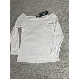 Sarin Mathews White Off the Shoulder Women's Shirt Sz Large